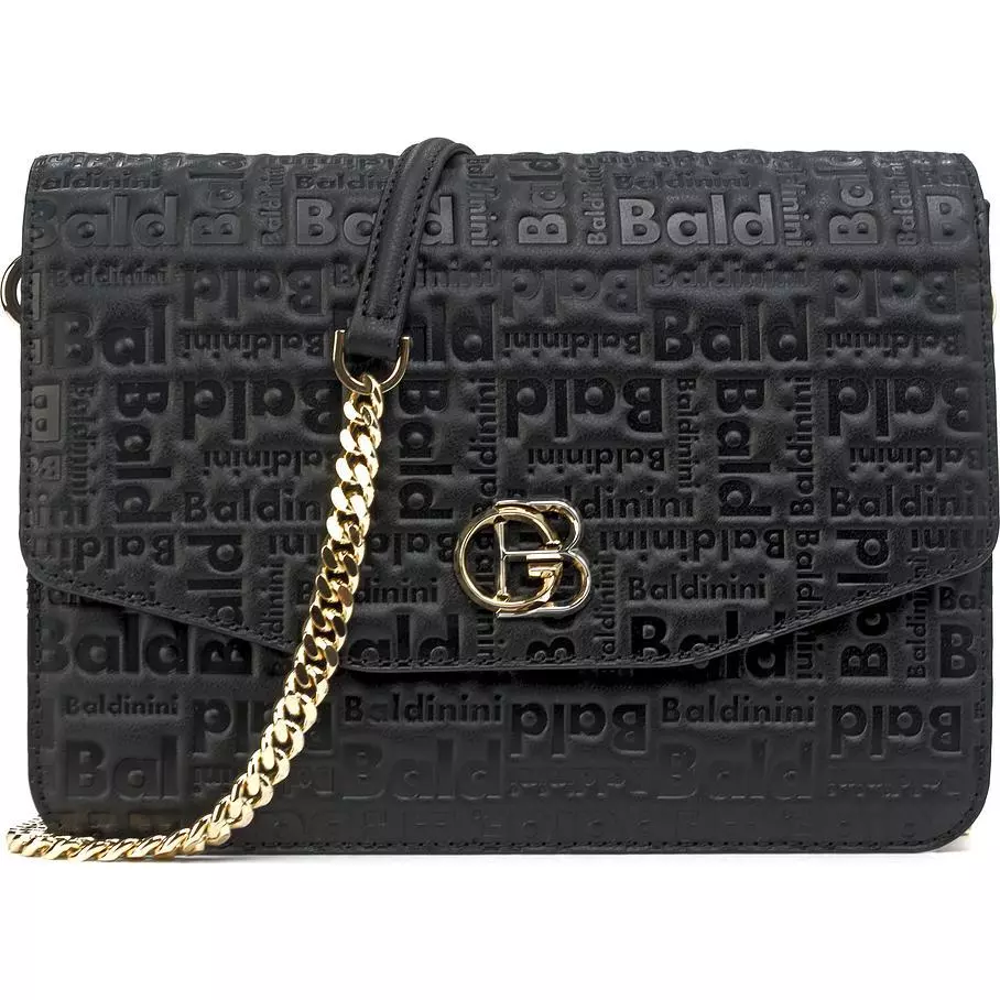 Baldinini Women's Elegant Black Leather Shoulder Bag with Logo Detailing