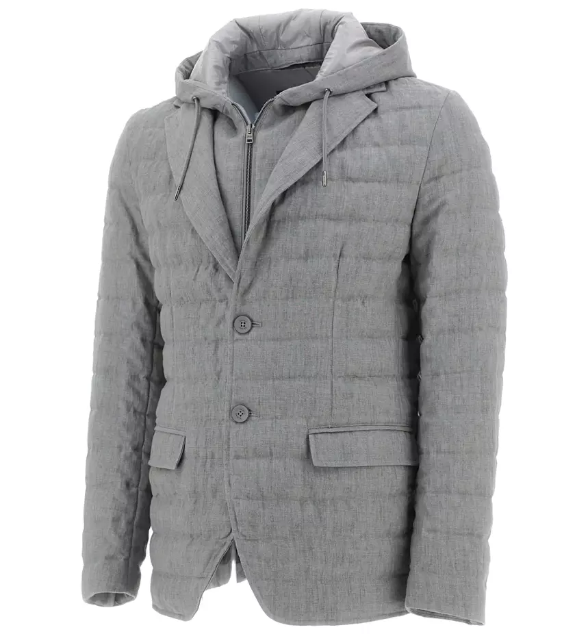 Herno Men's Elegant Linen Bomber Jacket with Detachable Hood