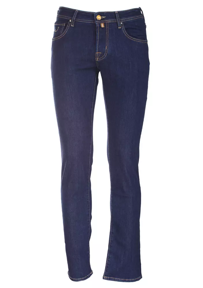Jacob Cohen Men's Elegant Blue Nick Jeans with Yellow Accents
