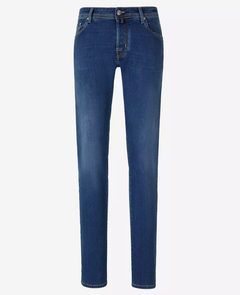 Jacob Cohen Men's Elite Blue Nick Jeans with Silver Button Detail