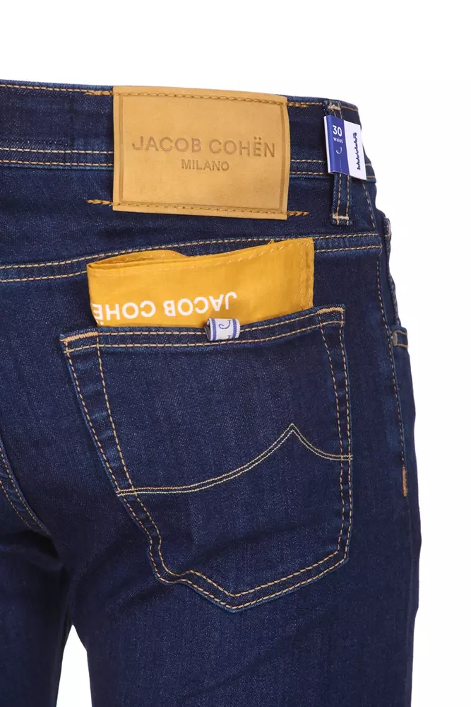 Jacob Cohen Men's Elegant Blue Nick Jeans with Yellow Accents