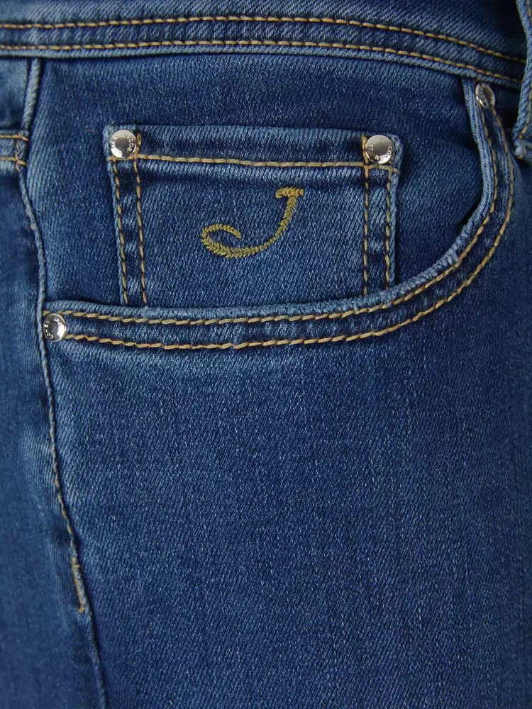 Jacob Cohen Men's Elite Blue Nick Jeans with Silver Button Detail