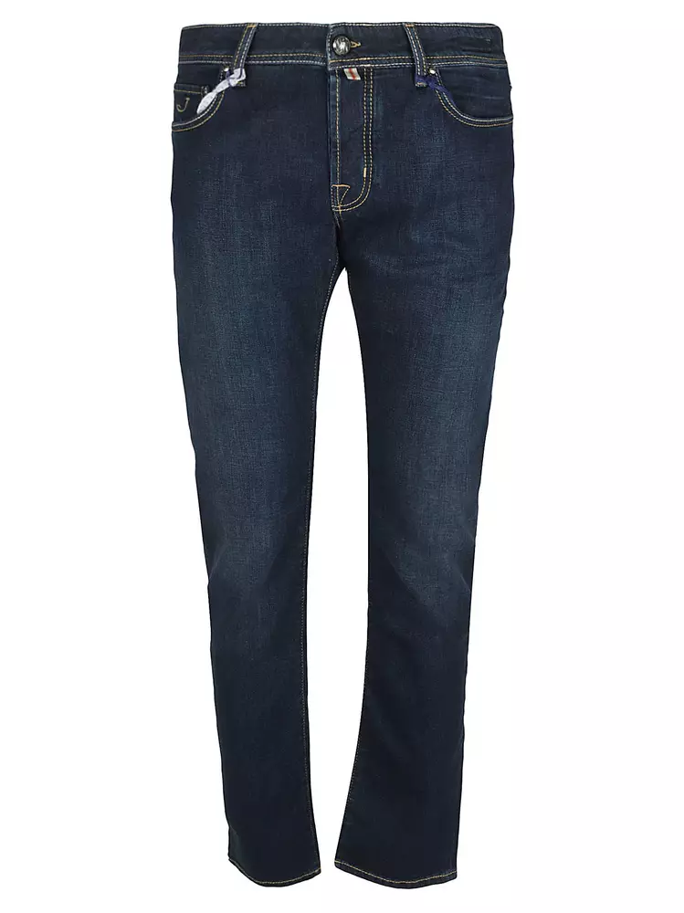 Jacob Cohen Men's Exclusive Blue Nick Jeans with Embroidered Detail