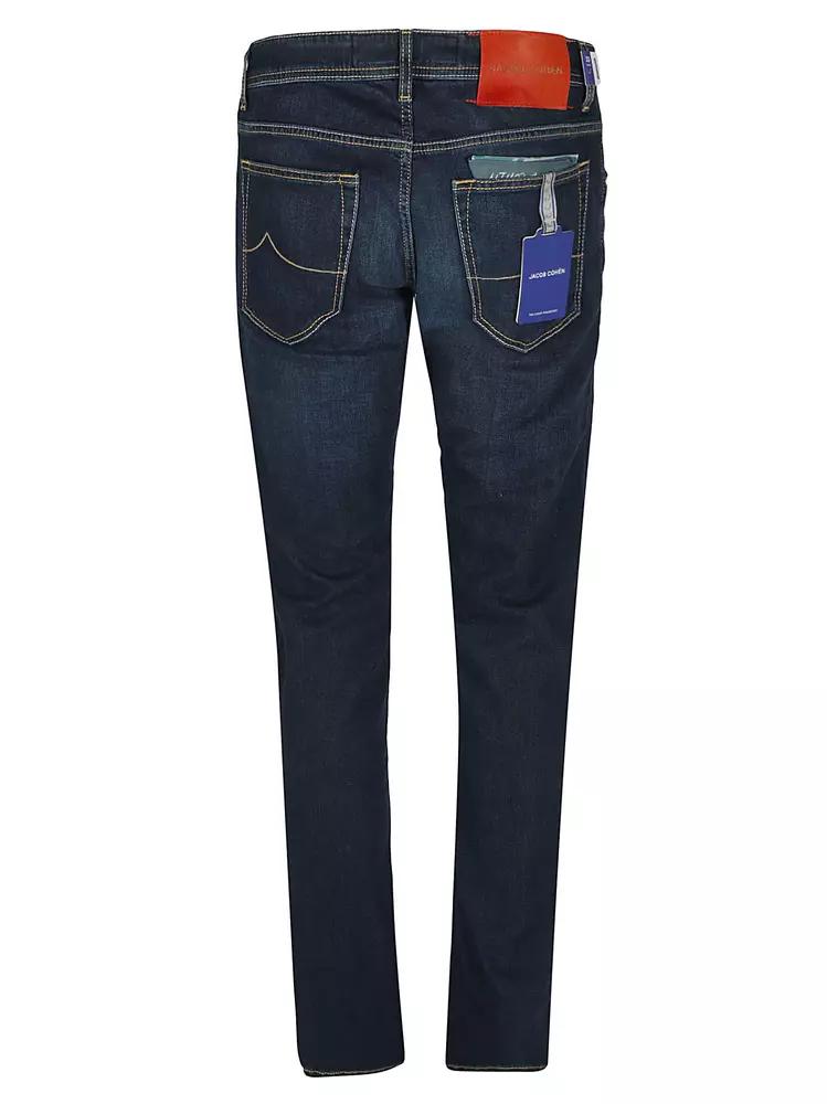 Jacob Cohen Men's Exclusive Blue Nick Jeans with Embroidered Detail