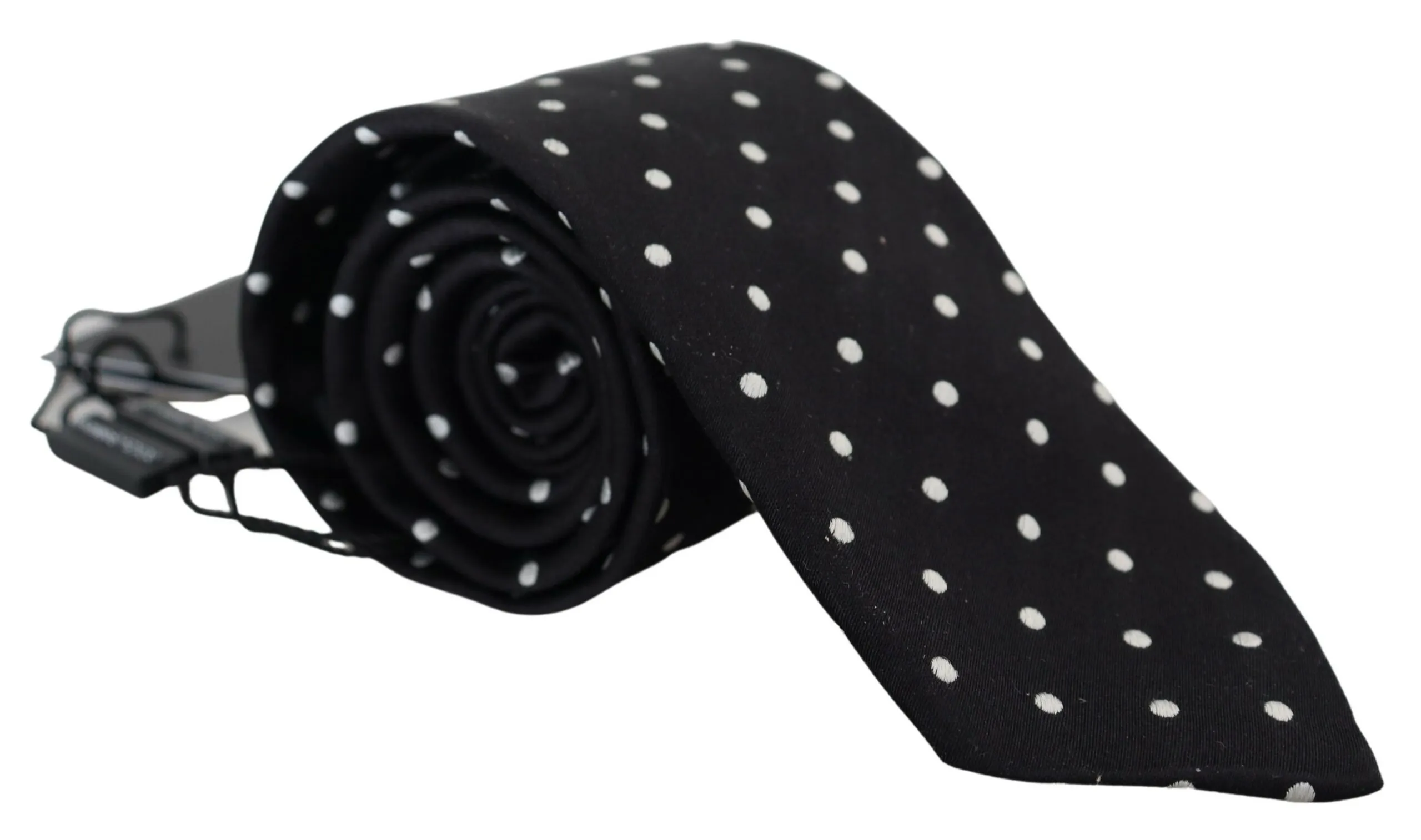Dolce & Gabbana Men's Elegant Black Polka Dot Silk Tie