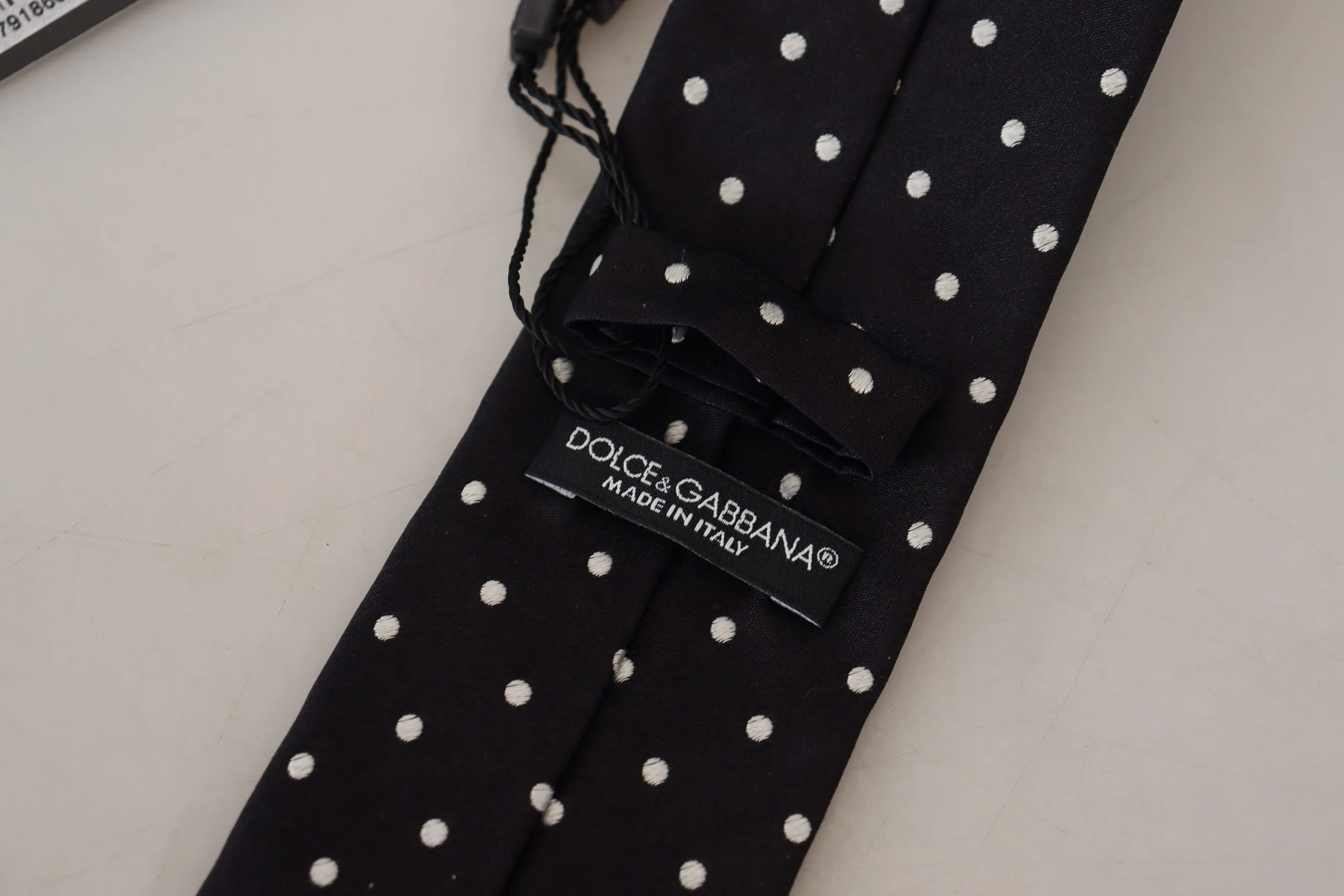 Dolce & Gabbana Men's Elegant Black Polka Dot Silk Tie