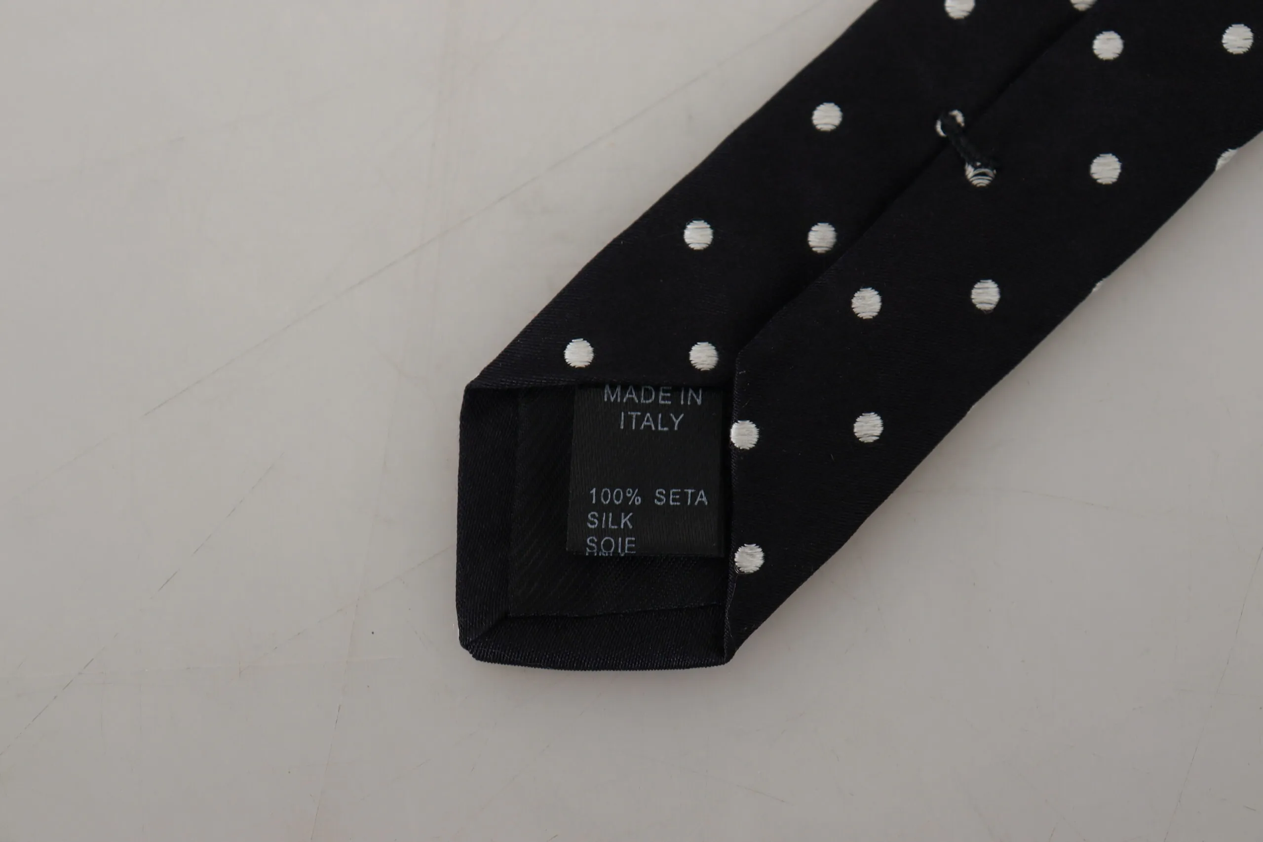 Dolce & Gabbana Men's Elegant Black Polka Dot Silk Tie