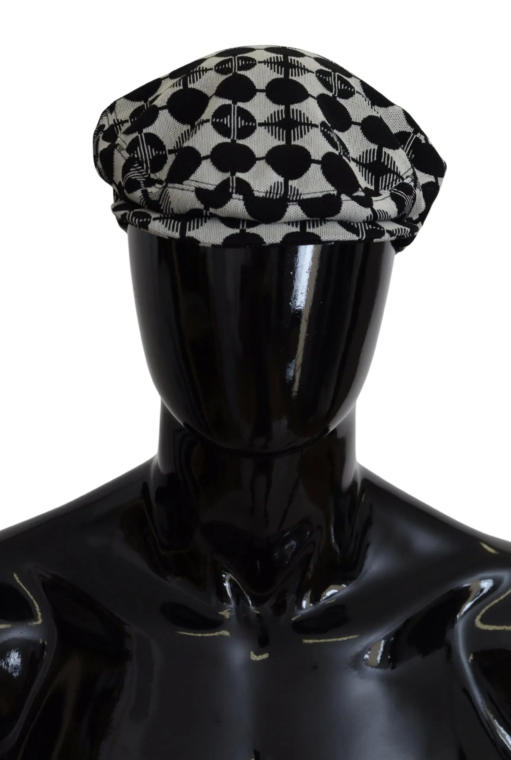 Dolce & Gabbana Men's Elegant Black and White Newsboy Hat