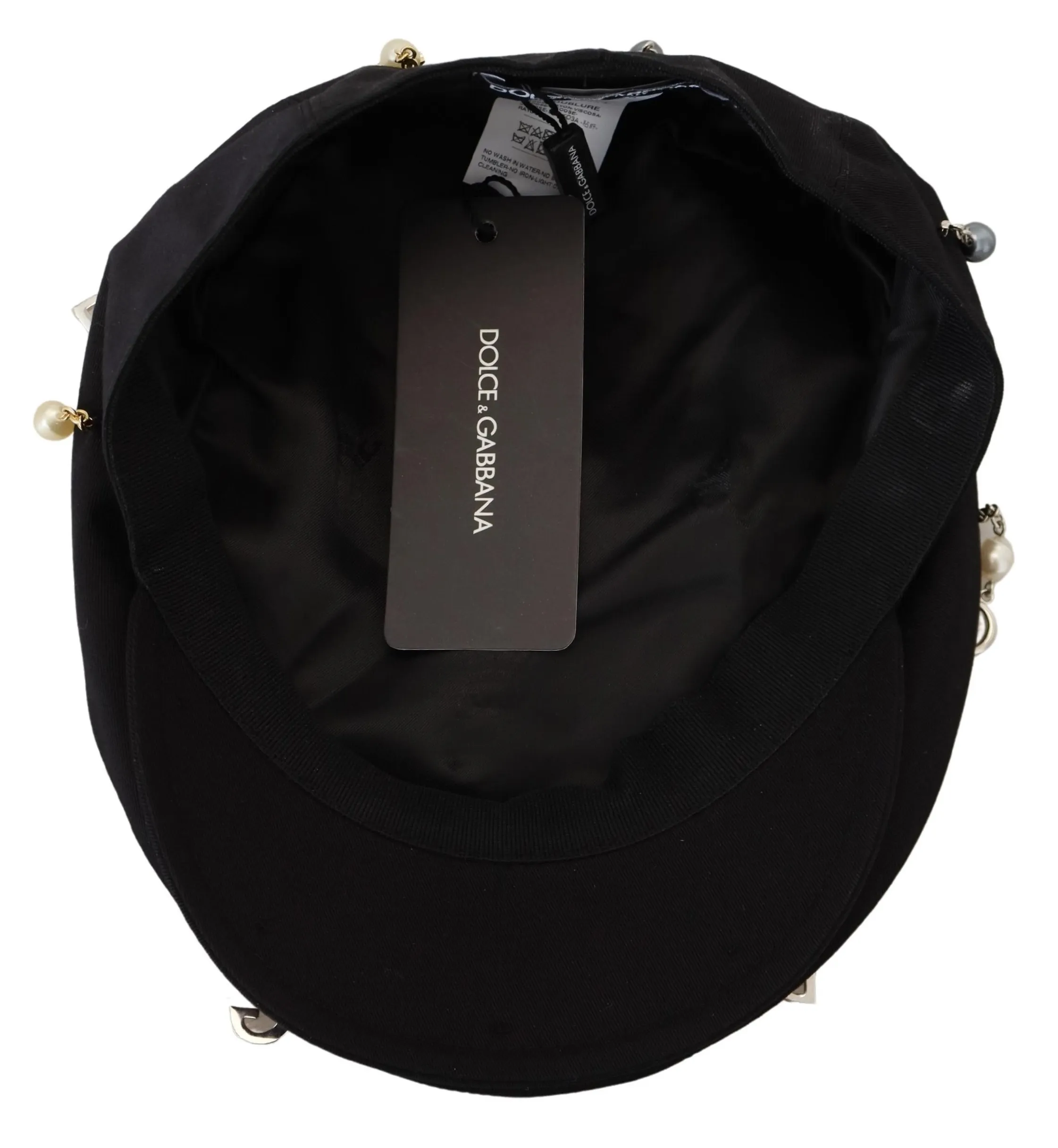 Dolce & Gabbana Men's Elegant Black Cotton Newsboy Hat