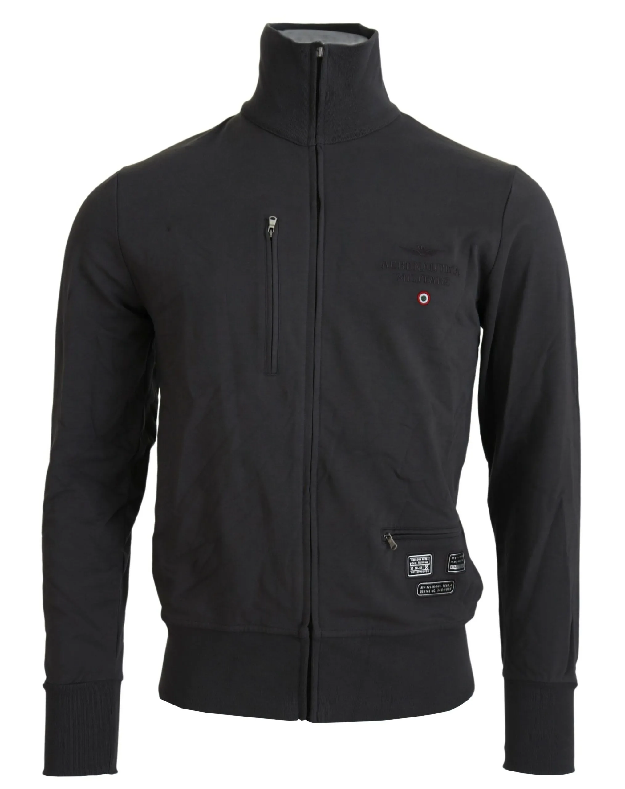 Aeronautica Militare Men's Elegant Dark Gray Full Zip Sweater