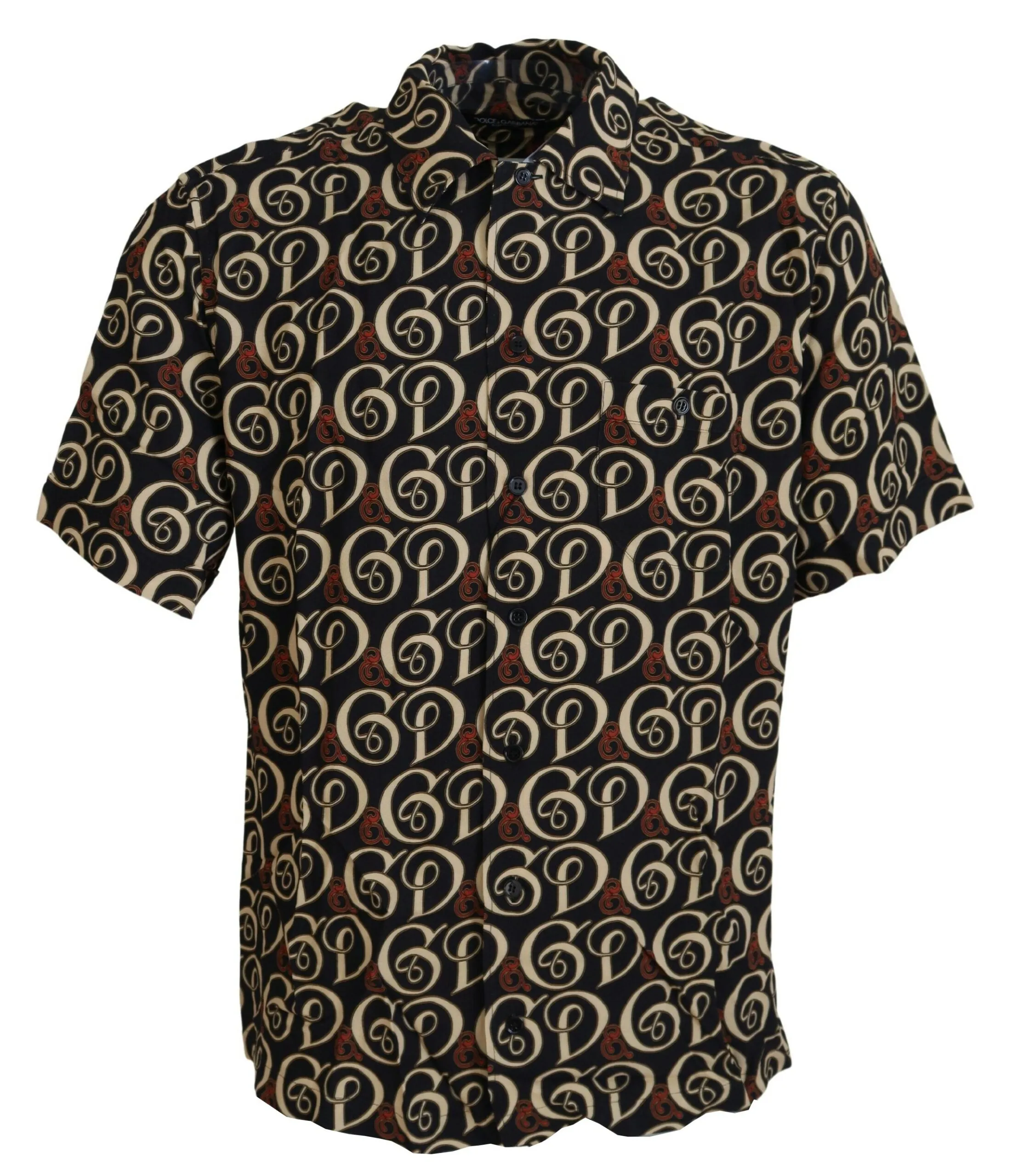 Dolce & Gabbana Men's Elegant Multicolor Viscose Short Sleeve Shirt