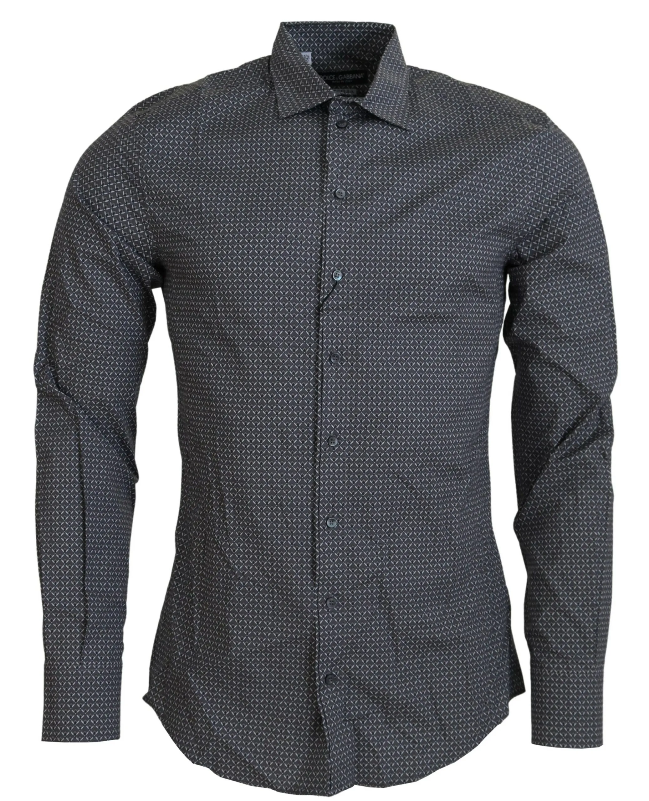 Dolce & Gabbana Men's Elegant Slim Fit Gray Patterned Shirt