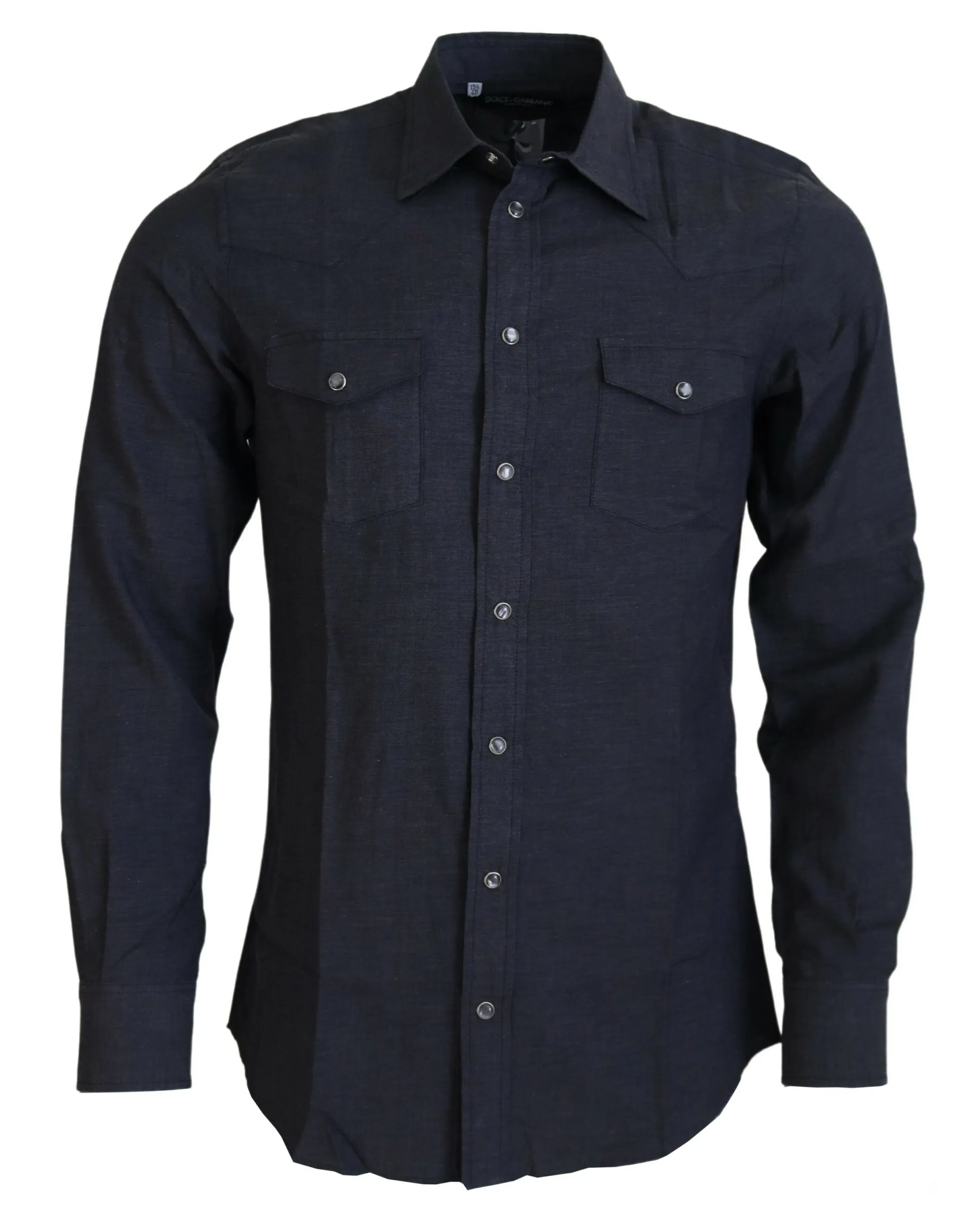 Dolce & Gabbana Men's Elegant Gray Cotton Collared Shirt