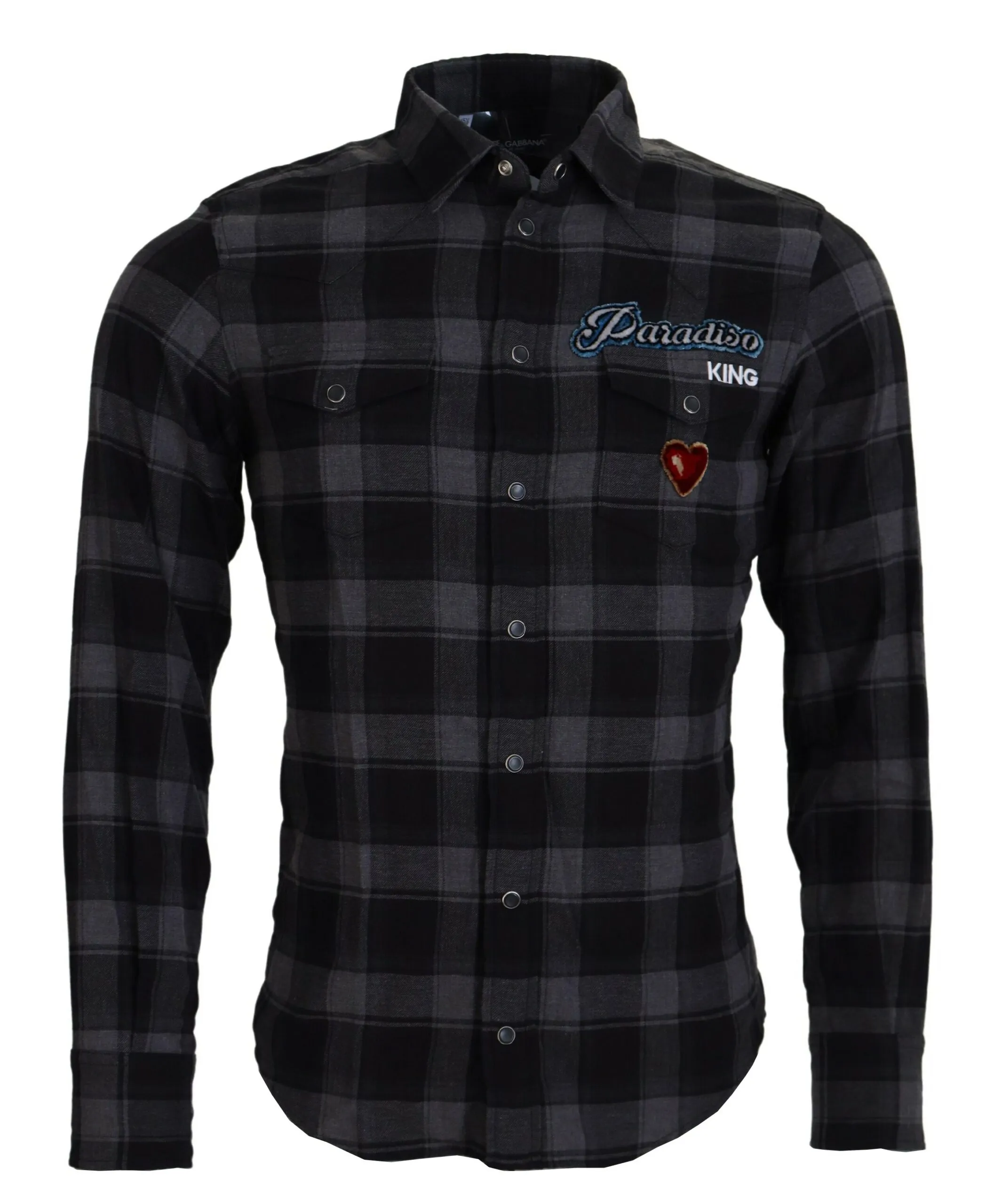 Dolce & Gabbana Men's Elegant Black and Gray Button Down Shirt