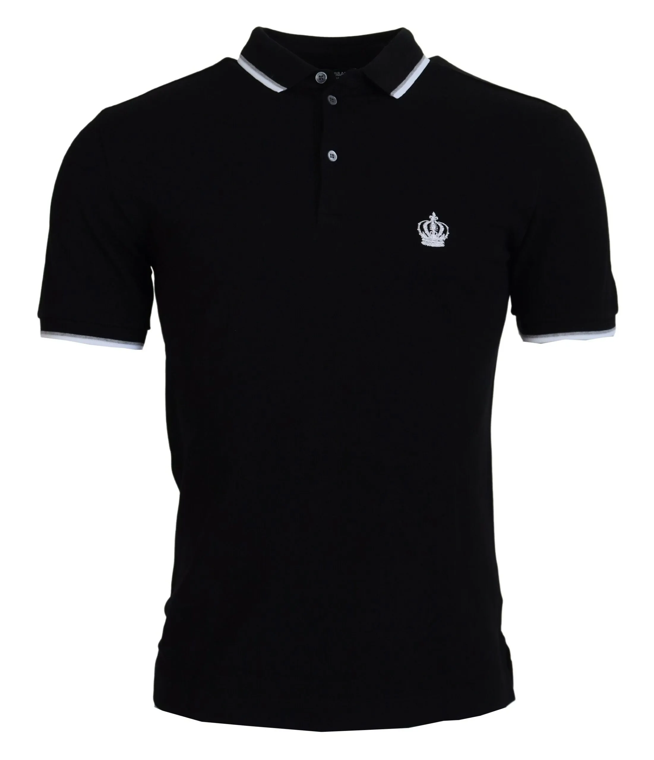 Dolce & Gabbana Men's Elegant Embroidered Black Cotton Polo