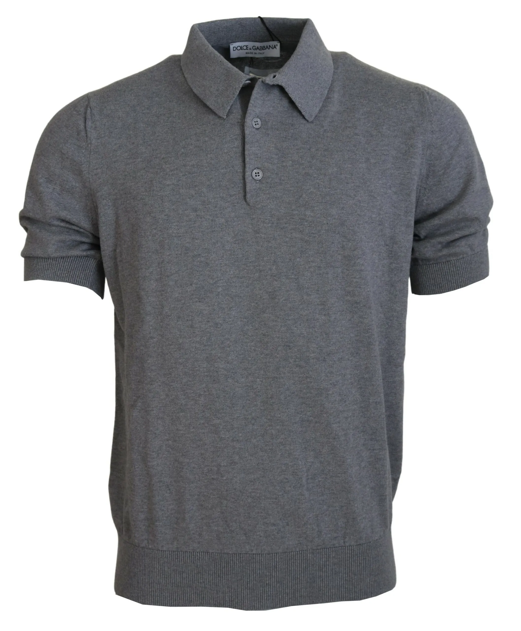 Dolce & Gabbana Men's Elegant Gray Cotton Polo Tee