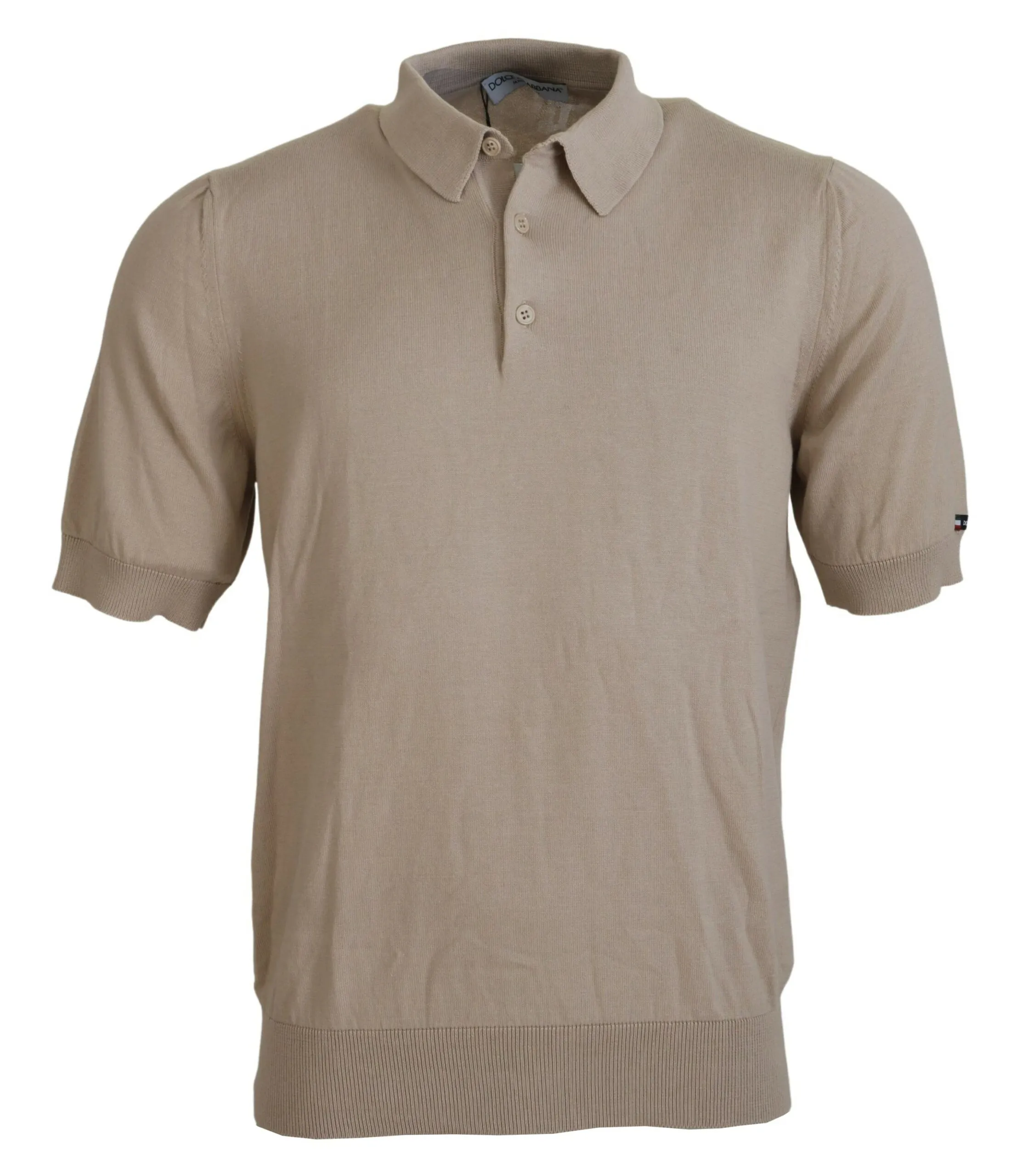 Dolce & Gabbana Men's Elegant Beige Cotton Polo Tee