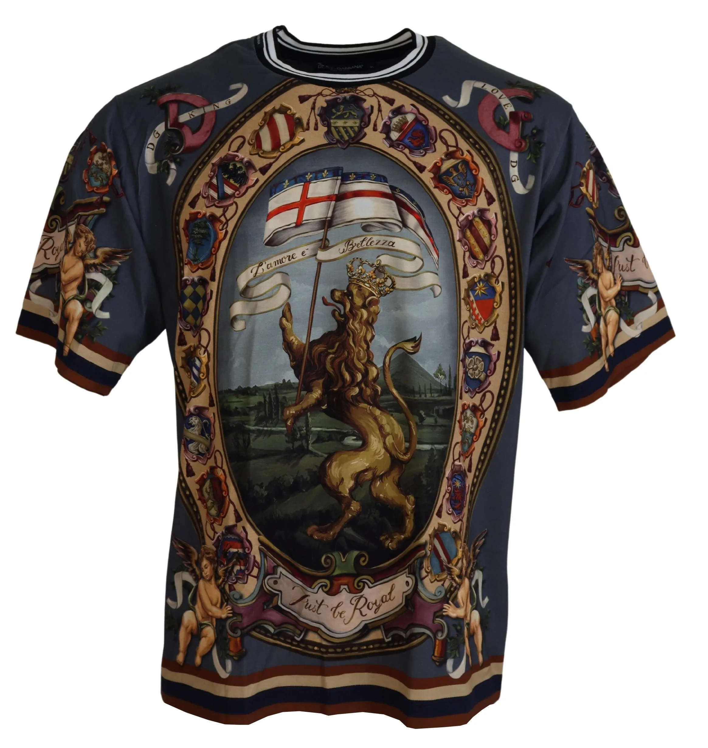 Dolce & Gabbana Men's Multicolor Cotton Tee with Round Neckline