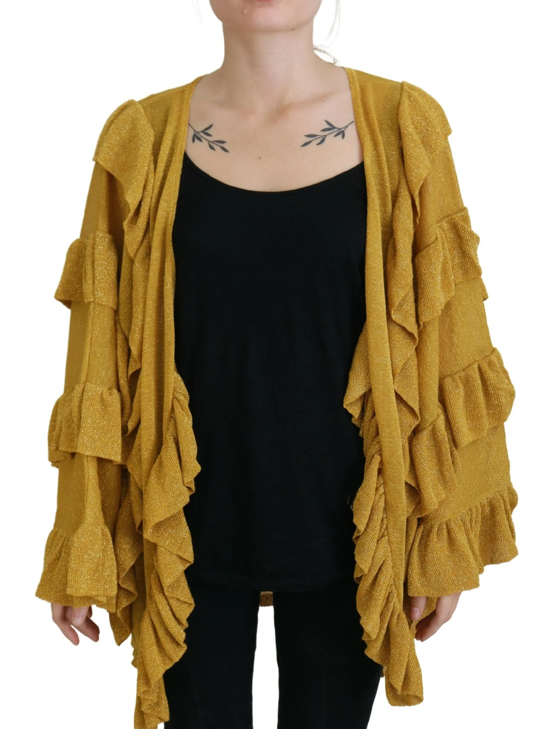 Aniye By Women's Elegant Gold Cardigan Sweater
