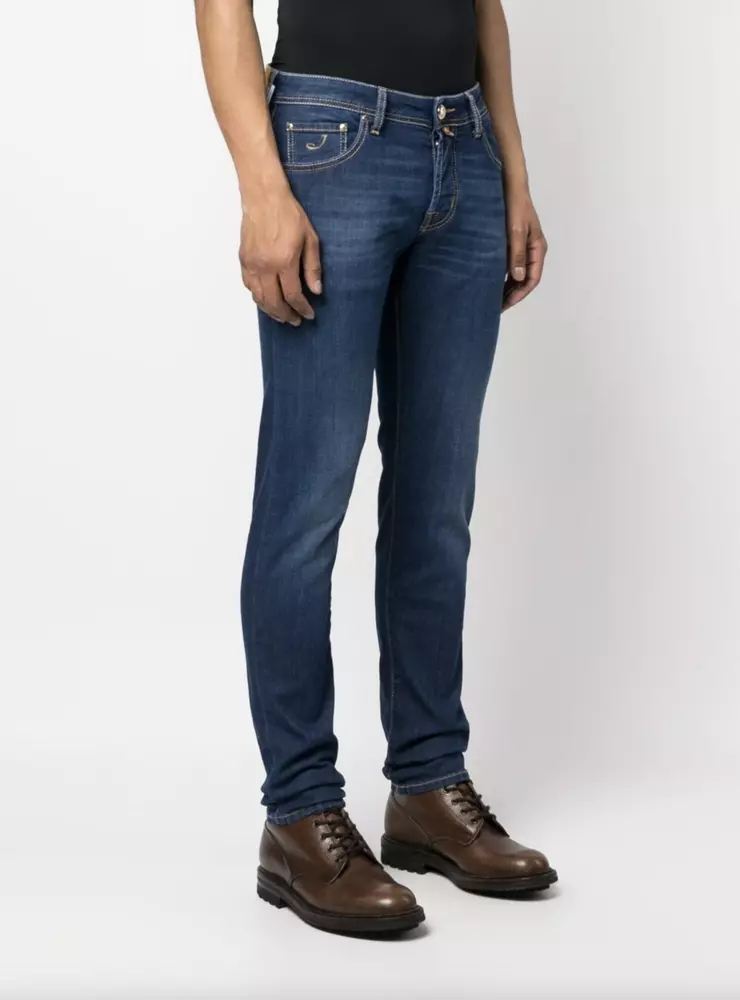 Jacob Cohen Men's Elegant Slim Fit Denim with Bandana Detail