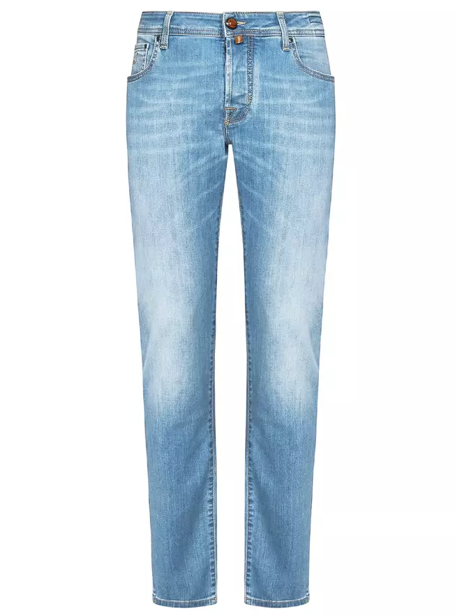 Jacob Cohen Men's Elegant Faded Light Blue Stretch Jeans