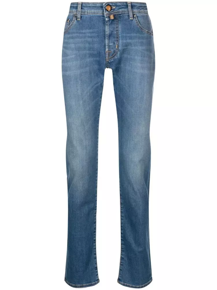 Jacob Cohen Men's Chic Light Blue Slim Fit Denim with Bandana Detail