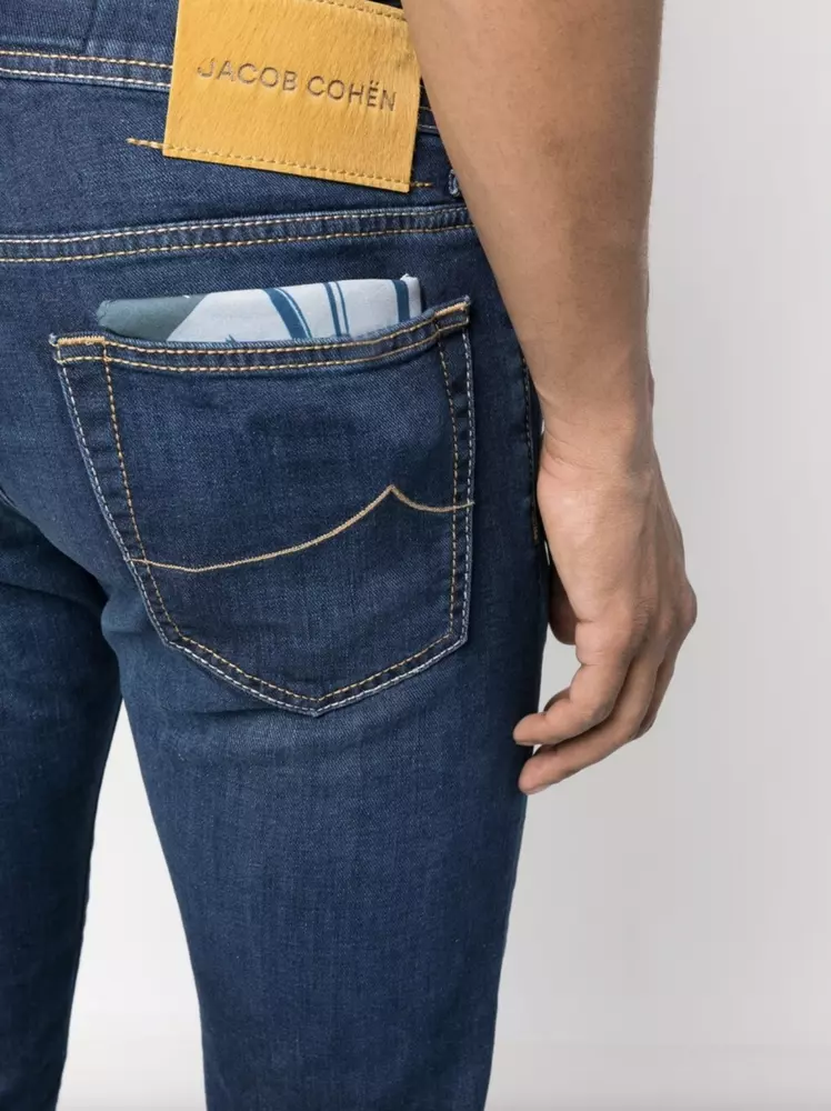 Jacob Cohen Men's Elegant Slim Fit Denim with Bandana Detail