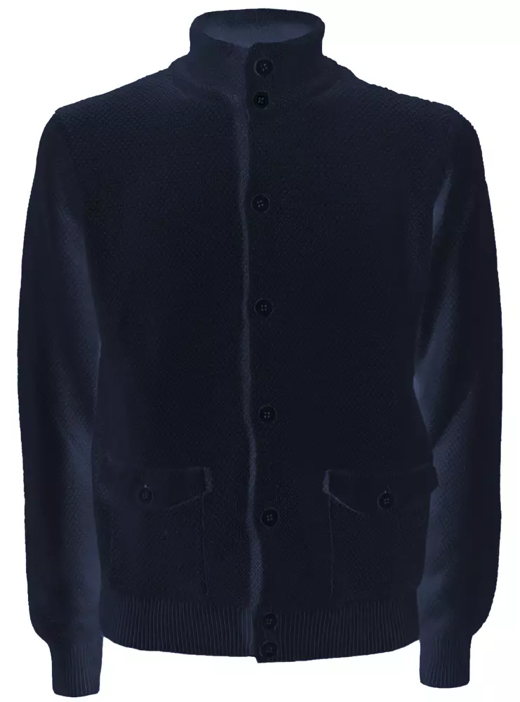 Yes Zee Men's Chic Blue Cardigan Sweater with Front Pockets
