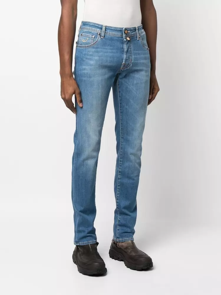 Jacob Cohen Men's Chic Light Blue Slim Fit Denim with Bandana Detail