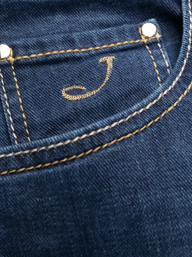 Jacob Cohen Men's Elegant Slim Fit Denim with Bandana Detail