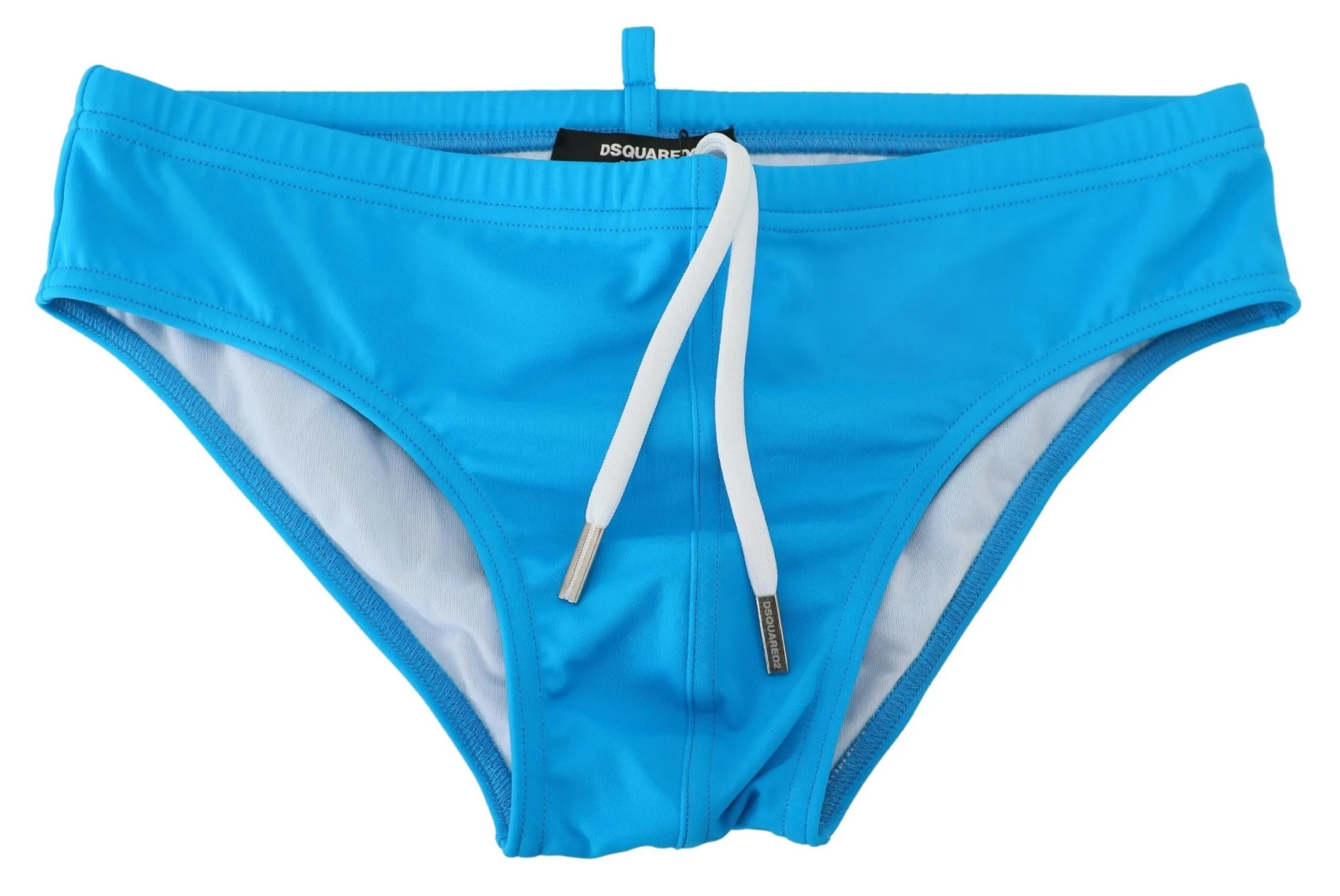 Dsquared² Men's Sleek Blue Swim Briefs with Yellow Logo Print
