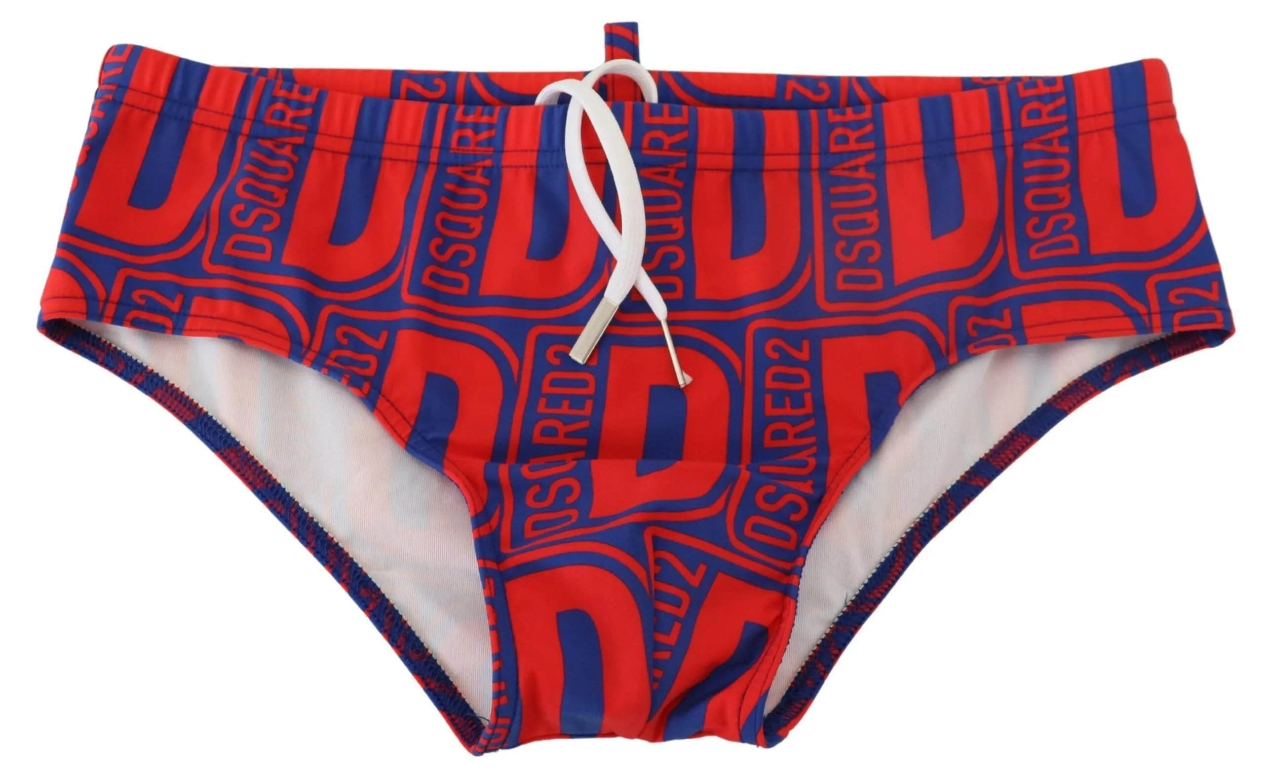 Dsquared² Men's Chic Red Swim Briefs with Blue Logo Accent