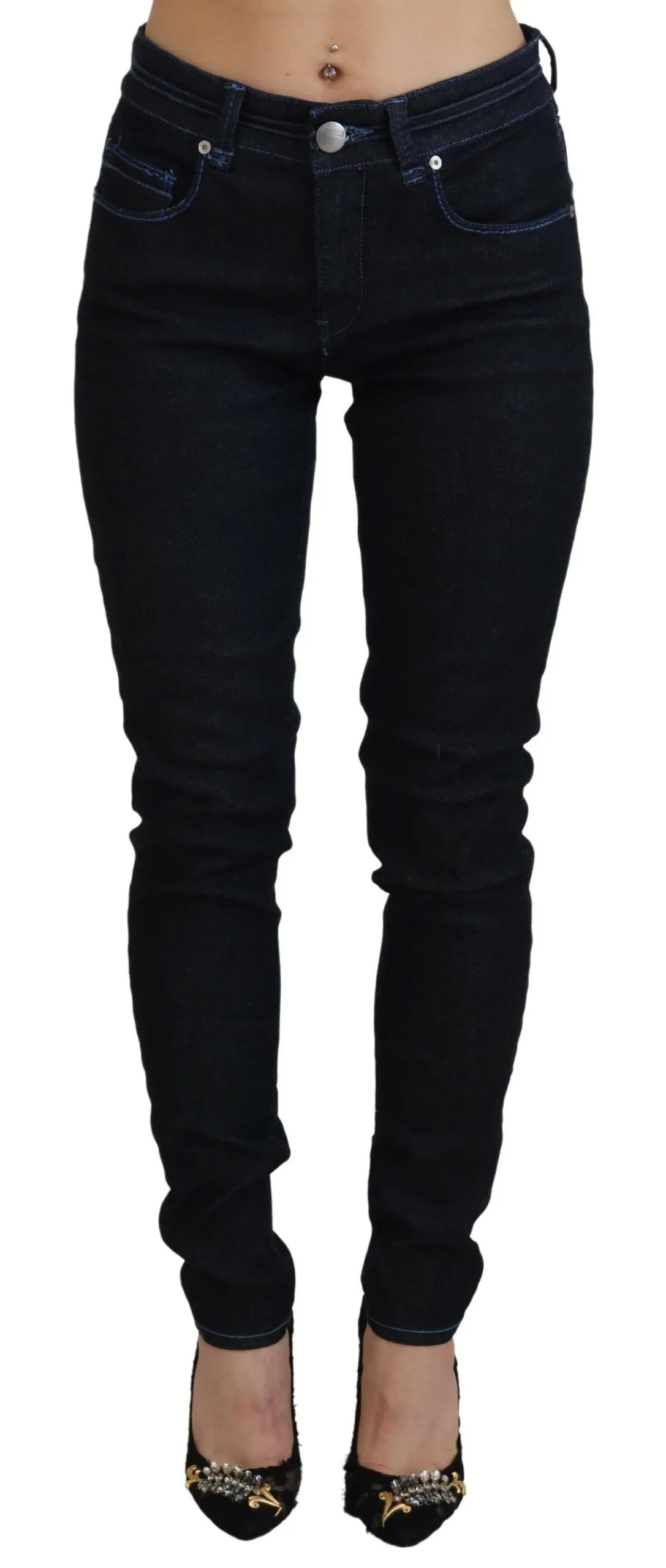Acht Women's Chic Slim-Fit Cotton Denim in Dark Blue