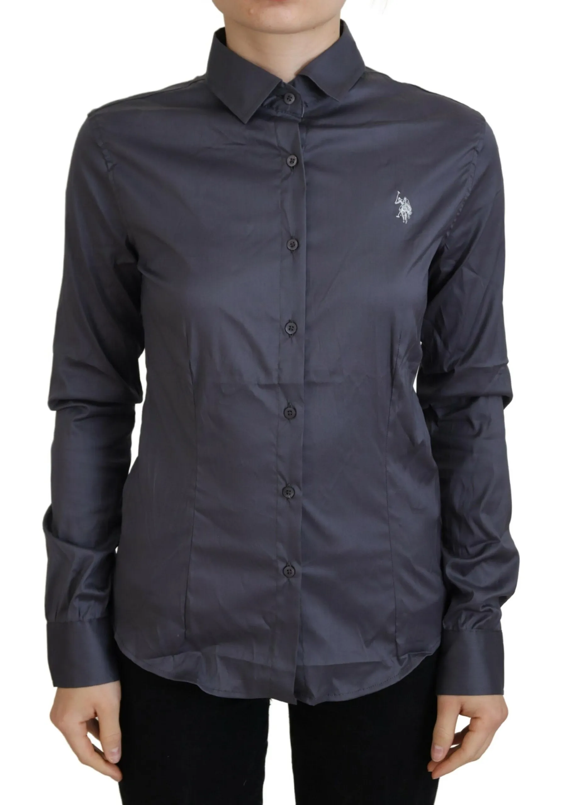 U.S. POLO ASSN. Women's Elegant Gray Long Sleeve Polo Top