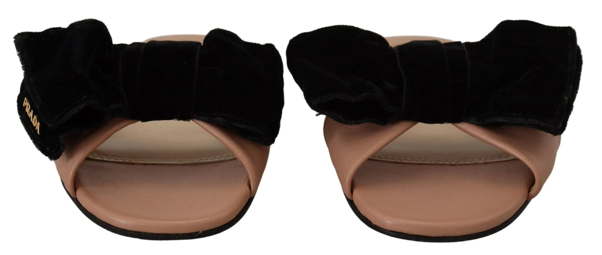 Prada Women's Elegant Two-Tone Leather Flat Sandals