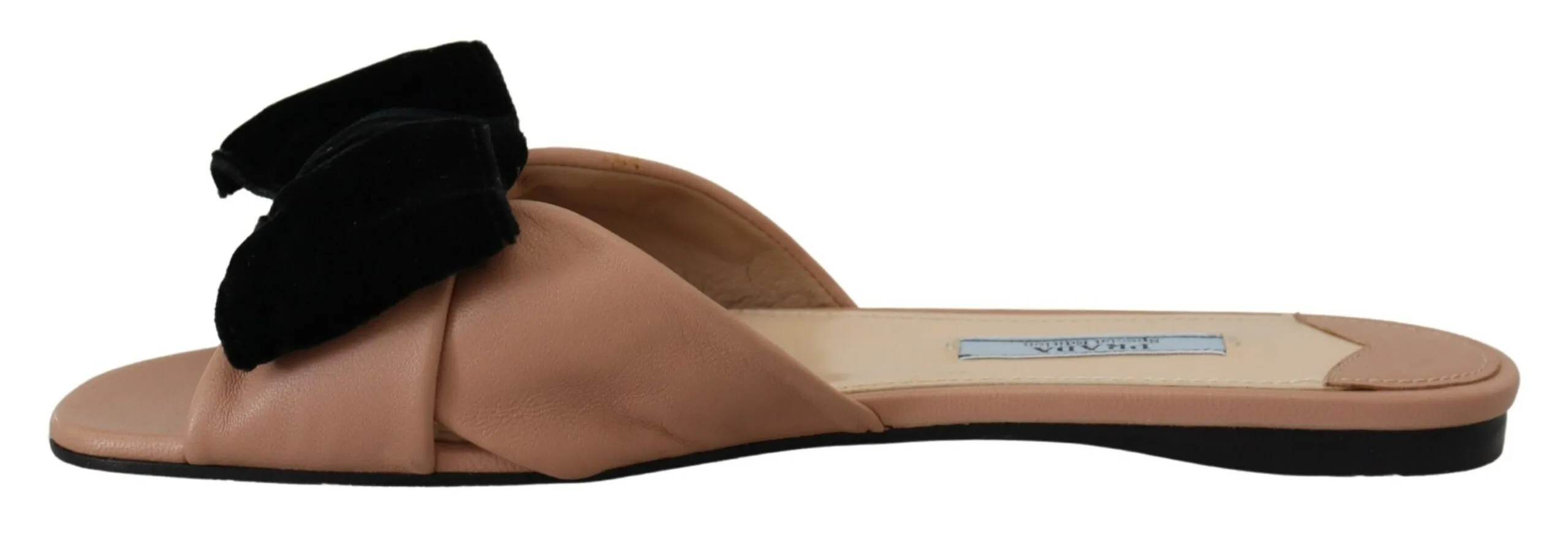 Prada Women's Elegant Two-Tone Leather Flat Sandals
