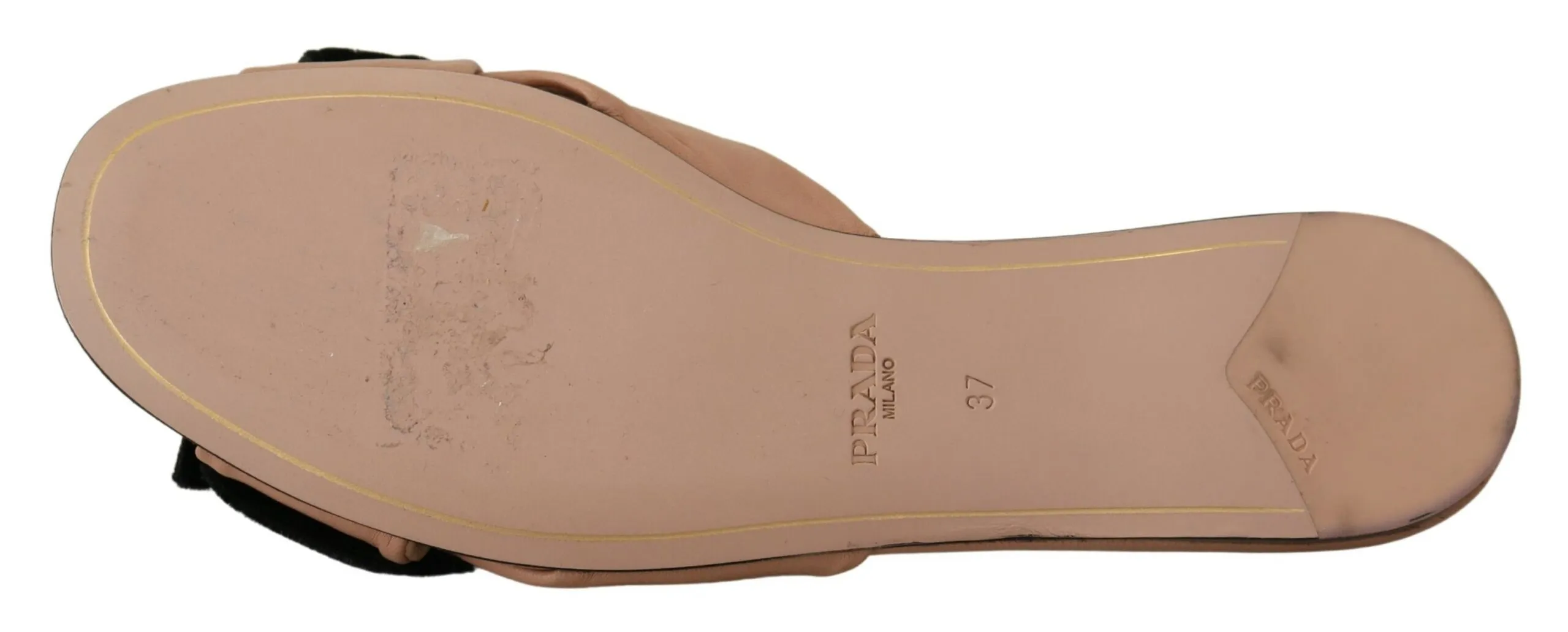 Prada Women's Elegant Two-Tone Leather Flat Sandals