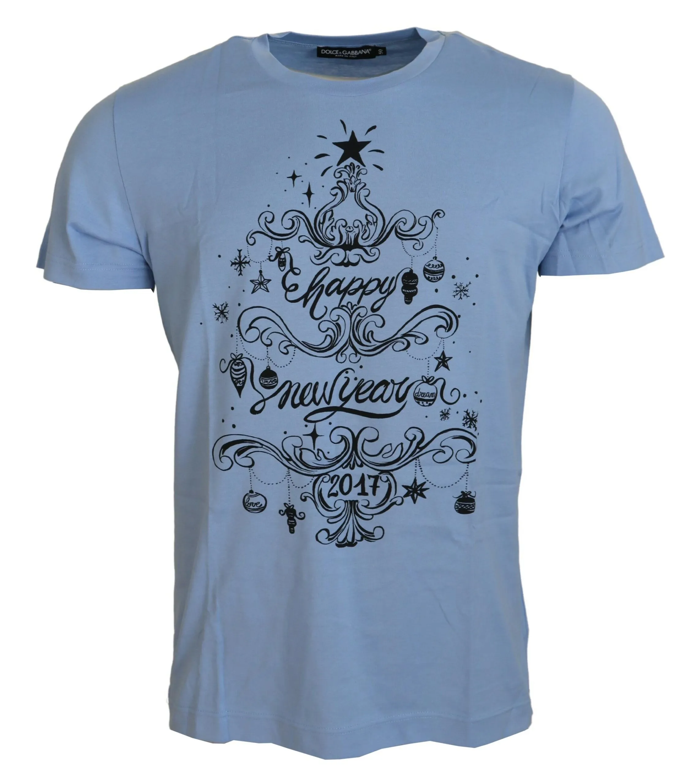 Dolce & Gabbana Men's Elegant Light Blue Cotton Tee