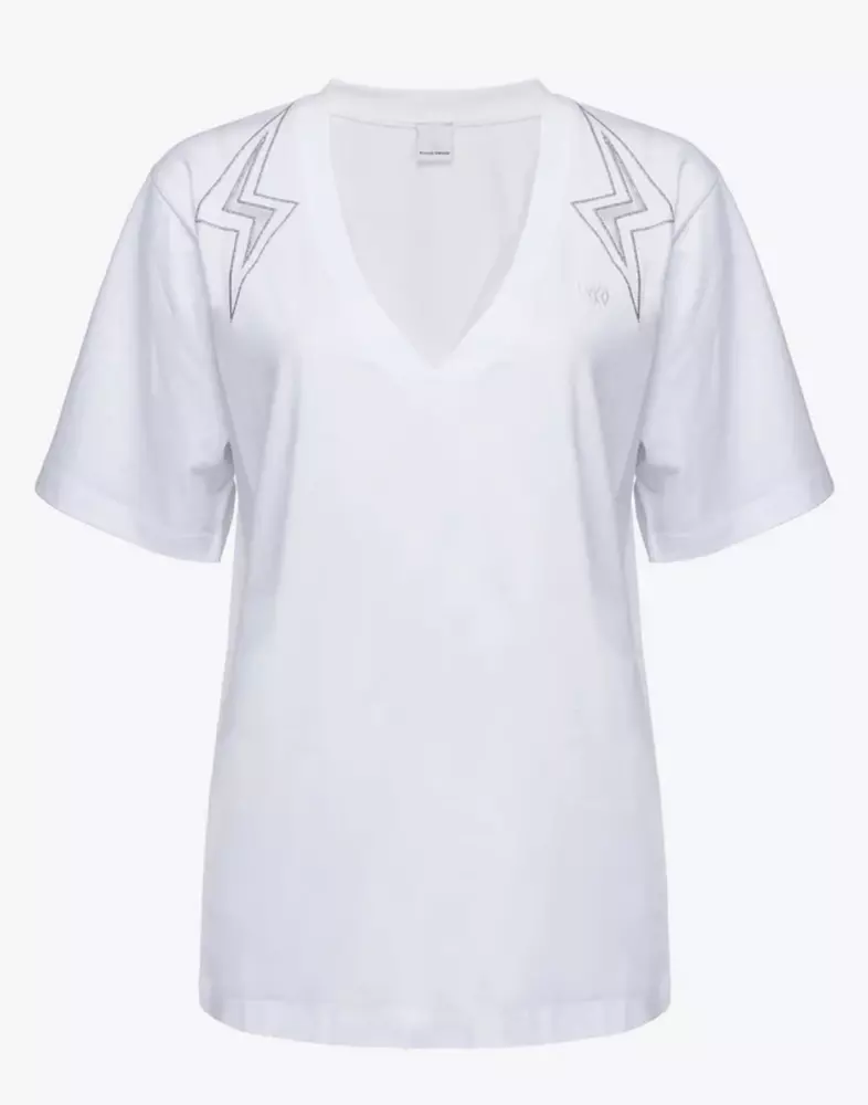 PINKO Women's Chic White Cotton Jersey T-Shirt