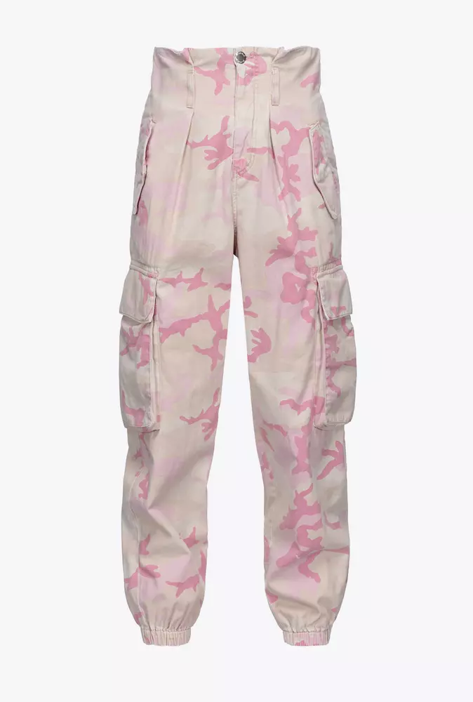 PINKO Women's Chic Camouflage High-Waist Cargo Pants