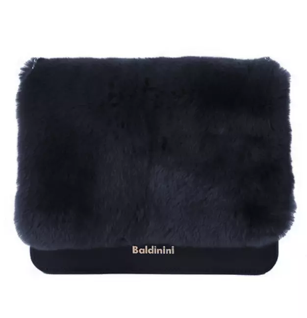 Baldinini Trend Women's Chic Calfskin Crossbody with Eco-Fur Accent