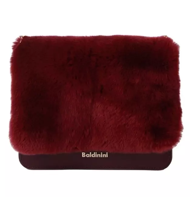 Baldinini Trend Women's Chic Calfskin Crossbody with Eco-Fur & Chain Strap