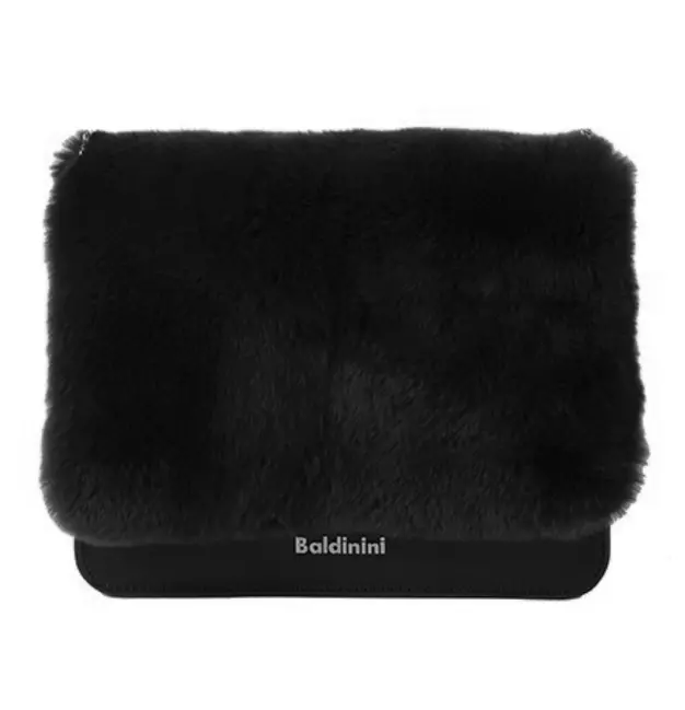 Baldinini Trend Women's Chic Calfskin Shoulder Bag with Eco-Fur