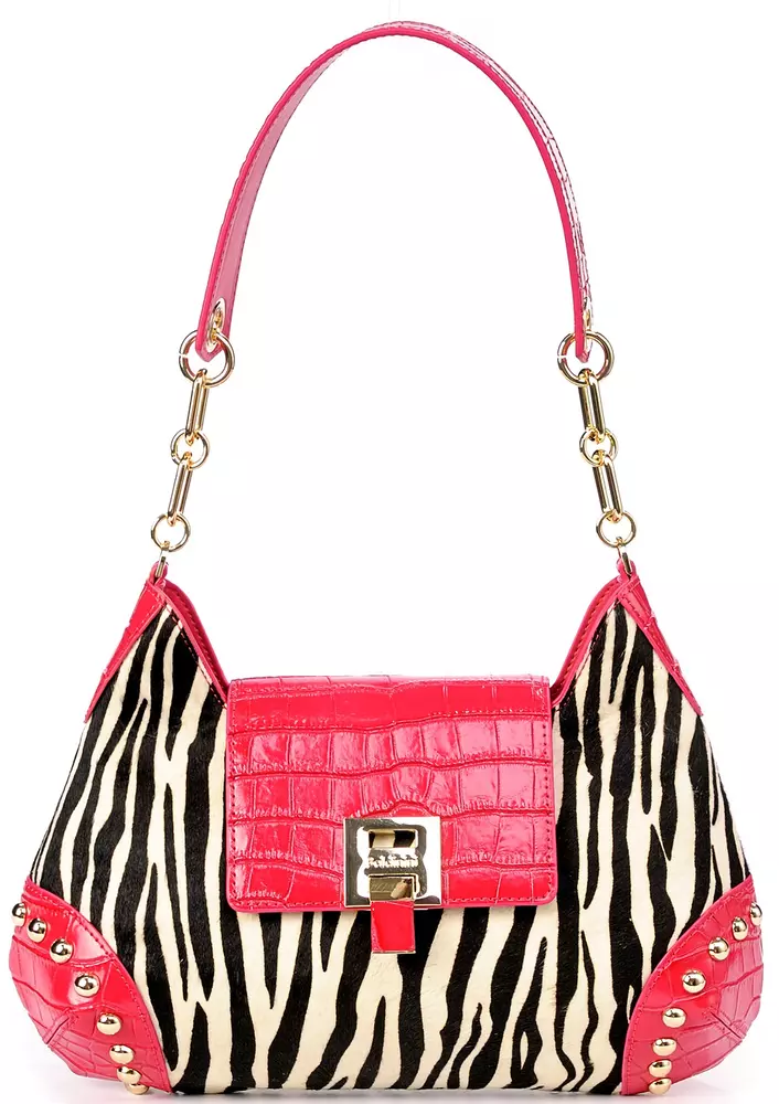 Baldinini Trend Women's Exotic Print Calfskin Shoulder Bag with Chain Strap