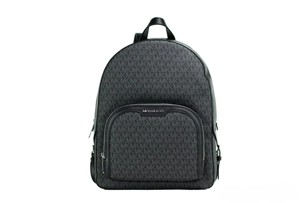 Michael Kors Women's Jaycee Large Black PVC Leather Zip Pocket Backpack Bag Bookbag