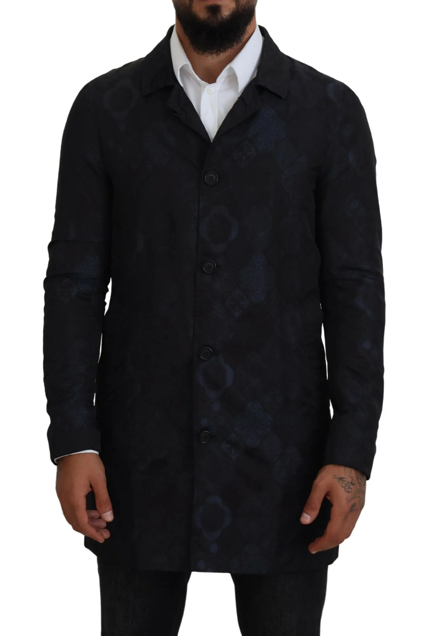 Patrizia Pepe Men's Exquisite Patterned Blue Coat Jacket