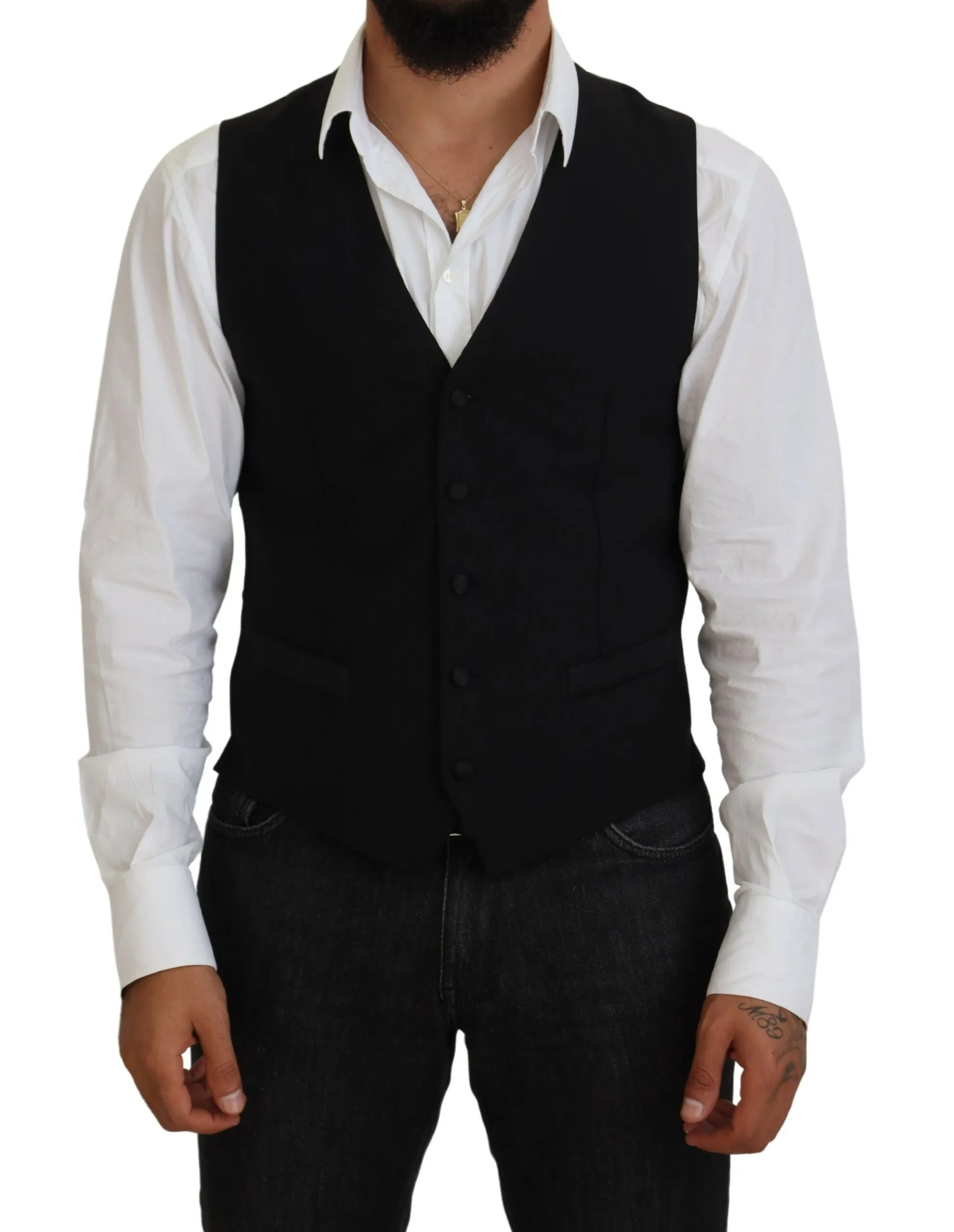 Dolce & Gabbana Men's Elegant Black Formal Dress Vest