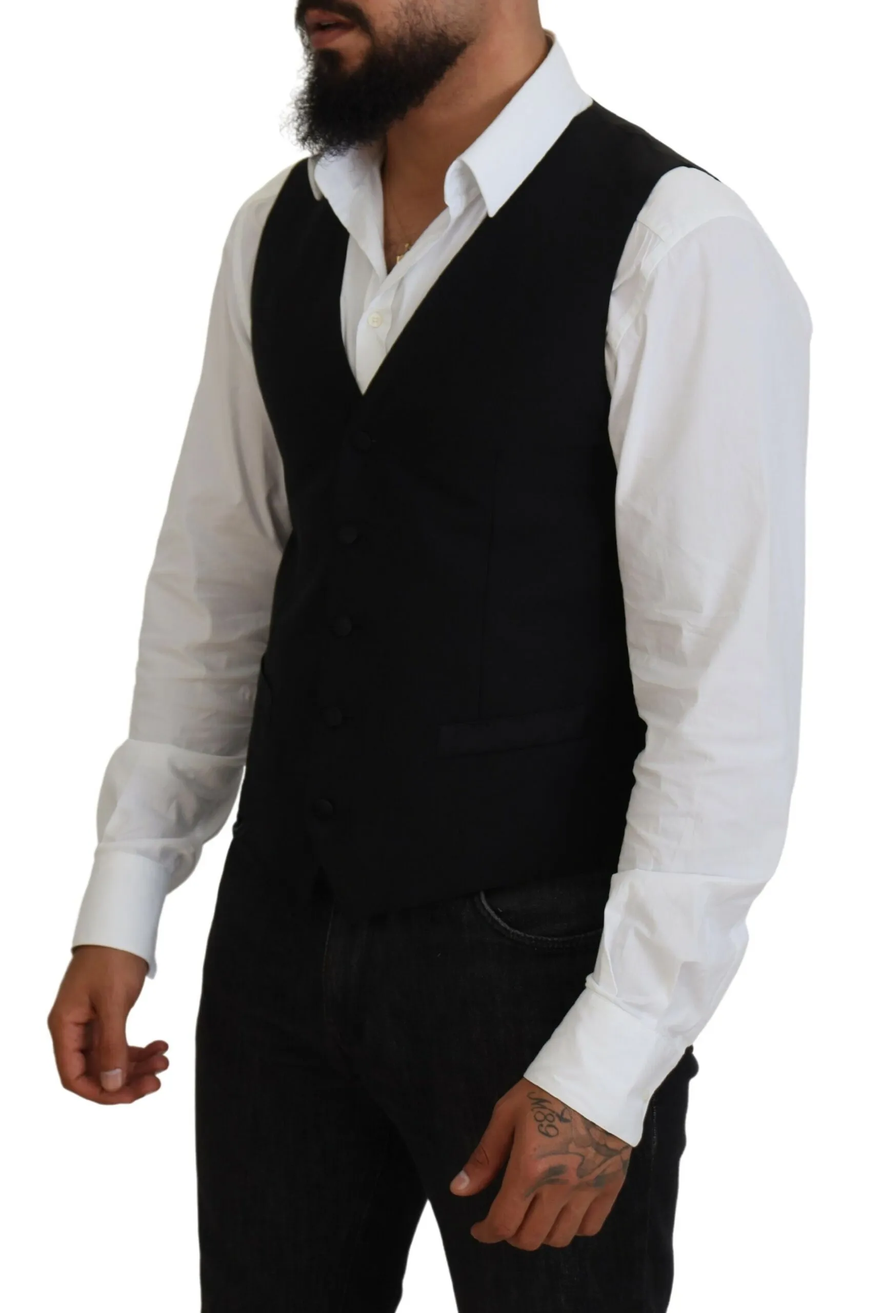 Dolce & Gabbana Men's Elegant Black Formal Dress Vest