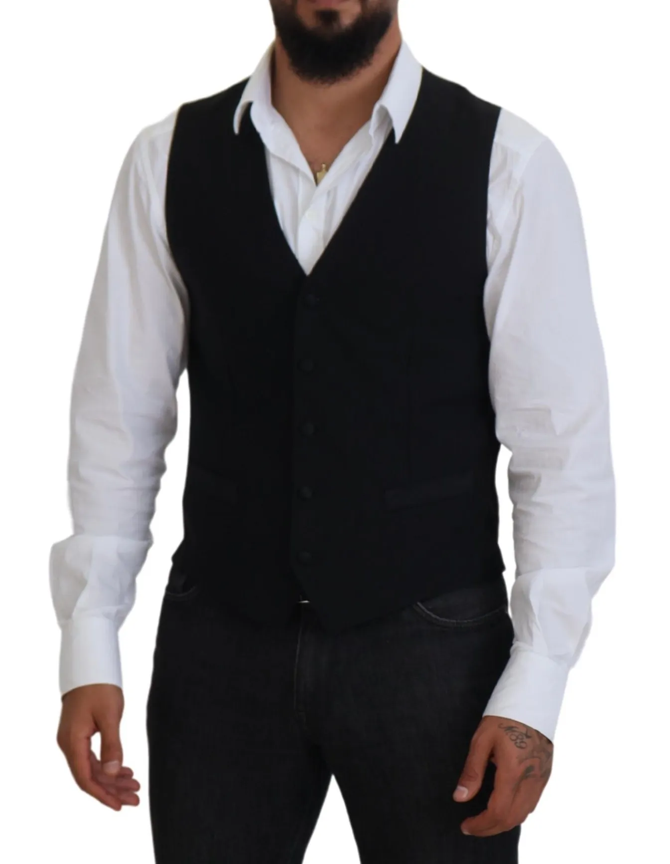 Dolce & Gabbana Men's Elegant Black Formal Dress Vest