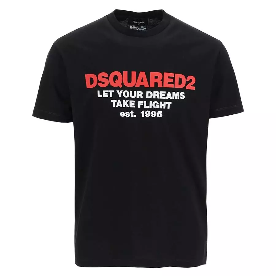Dsquared² Men's Elegant Black Cotton Tee with Logo Front